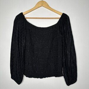 Whimsigoth Fairy Off the Shoulder Top Size M Black Smocked